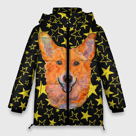 Женская зимняя куртка 3D с принтом Corgi Stars в городе Новоалтайск, верх — 100% полиэстер; подкладка — 100% полиэстер; утеплитель — 100% полиэстер | длина ниже бедра, силуэт Оверсайз. Есть воротник-стойка, отстегивающийся капюшон и ветрозащитная планка. 

Боковые карманы с листочкой на кнопках и внутренний карман на молнии | corgi | dog | dogs | instagram | korgi | star | stars | telegram | tik tok | vk | звездочка | звездочки | звезды | корги | лапки | лапы | милая | пёс | песик | псы | сабака | сабачка | собака | собачка | собачки