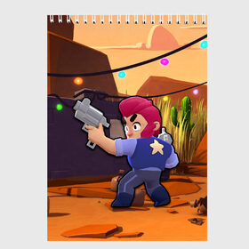 Скетчбук с принтом Brawl Stars Colt в городе Новоалтайск, 100% бумага
 | 48 листов, плотность листов — 100 г/м2, плотность картонной обложки — 250 г/м2. Листы скреплены сверху удобной пружинной спиралью | art | brawl stars | colt | game | games | арт | бровл старс | кольт