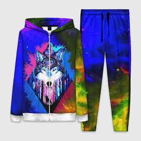 Женский костюм 3D с принтом Cosmo Wolf в городе Новоалтайск,  |  | tatto | tattoo | wolf | акварель | волк | волки | два цвета | девушке | животное | животные | космос | краски | мощь | огонь | парню | пламя | подарок | пятна | сила | собачка | тату | хищник | яркая