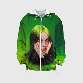 Детская куртка 3D с принтом Billie Eilish Билли Айлиш в городе Новоалтайск, 100% полиэстер | застежка — молния, подол и капюшон оформлены резинкой с фиксаторами, по бокам — два кармана без застежек, один потайной карман на груди, плотность верхнего слоя — 90 г/м2; плотность флисового подклада — 260 г/м2 | bad | bill | billie | eil | eili | eilish | guy | music | not my | not my responsibility | ocean | айлиш | айлишь | беляш | бил | билли | музыка | музыкант | певица | эйл | эйли | эйлиш | эйлишь