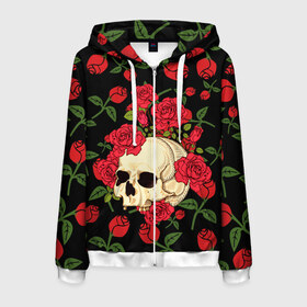 Мужская толстовка 3D на молнии с принтом Skull Roses в городе Новоалтайск, 100% полиэстер | длина до линии бедра, манжеты и пояс оформлены мягкой тканевой резинкой, двухслойный капюшон со шнурком для регулировки, спереди молния, по бокам два кармана | Тематика изображения на принте: rose | roses | анатомия | белая | белое | гот | косплей | кости | кость | костюм | красочная | пират | пираты | подарок | прикольная | роза | светлая | стиль | темная | тренд | чб | череп | черепа | черепушки