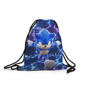 Рюкзак-мешок 3D с принтом Sonic | Соник в городе Новоалтайск, 100% полиэстер | плотность ткани — 200 г/м2, размер — 35 х 45 см; лямки — толстые шнурки, застежка на шнуровке, без карманов и подкладки | blue | dendi | game | mult | multfilm | pc | sega | sonic | sonic the hedgehog | speed | xbox | грозы | еж | ежик | молния | мульт | мультик | мультфильм | синий | скорость | соник | соник в кино | яркий