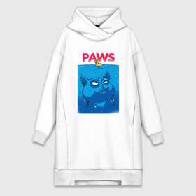 Платье-худи хлопок с принтом Paws пародия на челюсти в городе Новоалтайск,  |  | fat | jaws | movie | paws | poster | голоден | голодный | кино | кот | котейка | кошка | лапки | лапы | ленивый | лого | логотип | облизывается | охотник | пародия | плавает | постер | превью | толстенный | толстый