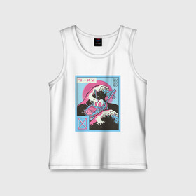 Детская майка хлопок с принтом Vaporwave Ramen в городе Новоалтайск,  |  | aesthetic | anime | glitch | great wave | japan | japanese | manga | storm | style | wave | аниме | большая волна | вапорпейв | великая волна | волна | лапша быстрого приготовления | манга | паровая волна | рамен | стиль | эст