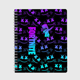 Тетрадь с принтом FORTNITE x MARSHMELLO в городе Новоалтайск, 100% бумага | 48 листов, плотность листов — 60 г/м2, плотность картонной обложки — 250 г/м2. Листы скреплены сбоку удобной пружинной спиралью. Уголки страниц и обложки скругленные. Цвет линий — светло-серый
 | Тематика изображения на принте: deadmau5 | fortnite | fortnite 2 | fortnite x маршмелло | ikonik | marshmello | ninja | ninja streamer | raven | travis scott | ворон | иконик | ниндзя | пили | рейвен | трэвис скотт | фортнайт
