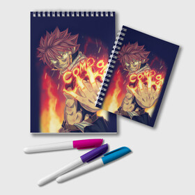 Блокнот с принтом FAIRY TAIL ХВОСТ ФЕИ в городе Новоалтайск, 100% бумага | 48 листов, плотность листов — 60 г/м2, плотность картонной обложки — 250 г/м2. Листы скреплены удобной пружинной спиралью. Цвет линий — светло-серый
 | fairy tail | аниме | анимэ | манга | мультфильм | персонаж | сказка | фаир таил | фаиру таил | фейри тейл | фильм | хвост феи