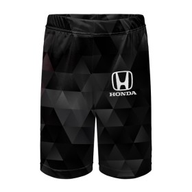 Детские спортивные шорты 3D с принтом HONDA в городе Новоалтайск,  100% полиэстер
 | пояс оформлен широкой мягкой резинкой, ткань тянется
 | honda | авто | автомобиль | логотип | марка | машина | надпись | текстура | хонда