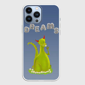 Чехол для iPhone 13 Pro Max с принтом Dragon Dreams в городе Новоалтайск,  |  | Тематика изображения на принте: девушке | детское | дракон | дракон добрый | дракон лето | дракон мечтатель | дракон ребенку | дракон цветы | дракончик | летний дракон | лето | мечтай | мечтатель | мечты | мечты дракона