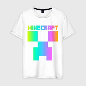 Мужская футболка хлопок с принтом MINECRAFT CREEPER в городе Новоалтайск, 100% хлопок | прямой крой, круглый вырез горловины, длина до линии бедер, слегка спущенное плечо. | creeper | game | minecraft | блоки | игра | квадраты | компьютерная | крипер | криппер | майнкрафт | огонь