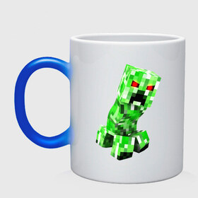Кружка хамелеон с принтом MINECRAFT CREEPER в городе Новоалтайск, керамика | меняет цвет при нагревании, емкость 330 мл | creeper | game | minecraft | блоки | игра | квадраты | компьютерная | крипер | криппер | майнкрафт | огонь