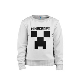 Детский свитшот хлопок с принтом MINECRAFT CREEPER в городе Новоалтайск, 100% хлопок | круглый вырез горловины, эластичные манжеты, пояс и воротник | Тематика изображения на принте: creeper | game | minecraft | блоки | игра | квадраты | компьютерная | крипер | криппер | майнкрафт | огонь