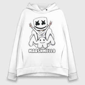 Женское худи Oversize хлопок с принтом MARSHMELLO в городе Новоалтайск, френч-терри — 70% хлопок, 30% полиэстер. Мягкий теплый начес внутри —100% хлопок | боковые карманы, эластичные манжеты и нижняя кромка, капюшон на магнитной кнопке | dj | marshmello | marshmellow | usa | америка | клуб | клубная музыка | мармело | маршмелло | маршмеллоу | музыка | музыкант