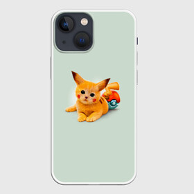 Чехол для iPhone 13 mini с принтом Котенок покемон пикачу арт в городе Новоалтайск,  |  | аниме | арт | гибрид | глаза | желтый | классика | котейка | котенок | коточу | котэ | кошак | микс | милаха | мяч | пика | пикакот | пикачу | покемон | рисунок | рыжий | смесь | уши | хвост | химера
