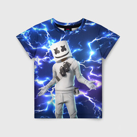 Детская футболка 3D с принтом FORTNITE x MARSHMELLO в городе Новоалтайск, 100% гипоаллергенный полиэфир | прямой крой, круглый вырез горловины, длина до линии бедер, чуть спущенное плечо, ткань немного тянется | deadmau5 | fortnite | fortnite 2 | fortnite x маршмелло | ikonik | marshmello | ninja | ninja streamer | raven | travis scott | ворон | иконик | ниндзя | пили | рейвен | трэвис скотт | фортнайт