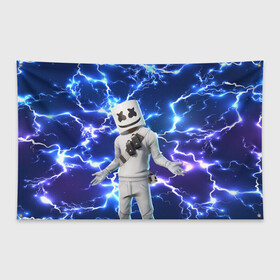 Флаг-баннер с принтом FORTNITE x MARSHMELLO в городе Новоалтайск, 100% полиэстер | размер 67 х 109 см, плотность ткани — 95 г/м2; по краям флага есть четыре люверса для крепления | deadmau5 | fortnite | fortnite 2 | fortnite x маршмелло | ikonik | marshmello | ninja | ninja streamer | raven | travis scott | ворон | иконик | ниндзя | пили | рейвен | трэвис скотт | фортнайт