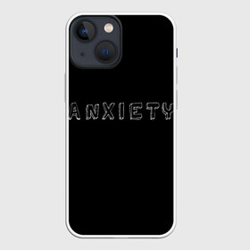 Чехол для iPhone 13 mini с принтом Тревожность в городе Новоалтайск,  |  | sad | грусть | прикольная надпись | тревога | чёрный