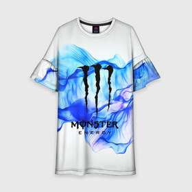 Детское платье 3D с принтом MONSTER ENERGY в городе Новоалтайск, 100% полиэстер | прямой силуэт, чуть расширенный к низу. Круглая горловина, на рукавах — воланы | adrenalin | energy monster | monster | monster energy | monstr | sport | адреналин | монстер | монстр | напиток | спорт | энергетик