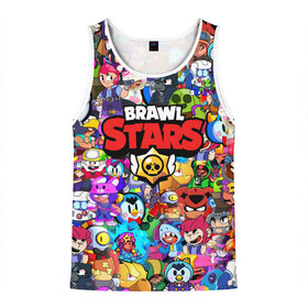 Мужская майка 3D с принтом BRAWL STARS ВСЕ ПЕРСОНАЖИ в городе Новоалтайск, 100% полиэстер | круглая горловина, приталенный силуэт, длина до линии бедра. Пройма и горловина окантованы тонкой бейкой | 8 bit | 8bit virus | bibi | brawl stars | brock | bull | crow | dinomike | el primo | leon | mobile game | mr.p | nita | poko | ricochet | stars | tara | бравл старс | ворон | леон | мобильные игры