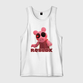 Мужская майка хлопок с принтом Roblox piggy/Свинка Пигги. в городе Новоалтайск, 100% хлопок |  | Тематика изображения на принте: game | gamer | logo | minecraft | piggi | roblox | simulator | игра | конструктор | лого | пигги | свинья | симулятор | строительство | фигура