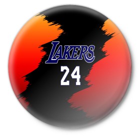 Значок с принтом Los Angeles Lakers / Kobe Brya в городе Новоалтайск,  металл | круглая форма, металлическая застежка в виде булавки | 24 | kobe | kobe bean bryant | lakers | los angeles | американский баскетболист | баскетбол | баскетболист | коби | коби бин брайант | лейкерс | лос анджелес | нью йорк