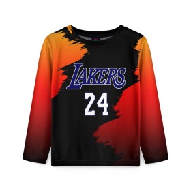 Детский лонгслив 3D с принтом Los Angeles Lakers / Kobe Brya в городе Новоалтайск, 100% полиэстер | длинные рукава, круглый вырез горловины, полуприлегающий силуэт
 | 24 | kobe | kobe bean bryant | lakers | los angeles | американский баскетболист | баскетбол | баскетболист | коби | коби бин брайант | лейкерс | лос анджелес | нью йорк