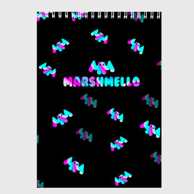 Скетчбук с принтом Marshmello в городе Новоалтайск, 100% бумага
 | 48 листов, плотность листов — 100 г/м2, плотность картонной обложки — 250 г/м2. Листы скреплены сверху удобной пружинной спиралью | fortnite | marshmello | абстракция | диджей | игра | маршмелло | маршмеллоу | маршмелоу | музыка | неон | фортнайт