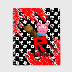 Тетрадь с принтом ROBLOX PIGGI в городе Новоалтайск, 100% бумага | 48 листов, плотность листов — 60 г/м2, плотность картонной обложки — 250 г/м2. Листы скреплены сбоку удобной пружинной спиралью. Уголки страниц и обложки скругленные. Цвет линий — светло-серый
 | game | gamer | logo | minecraft | piggi | roblox | simulator | игра | конструктор | лого | пигги | свинья | симулятор | строительство | фигура