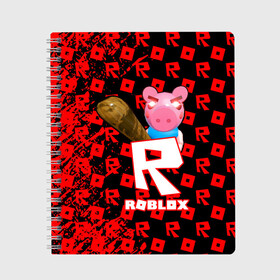 Тетрадь с принтом ROBLOX PIGGI в городе Новоалтайск, 100% бумага | 48 листов, плотность листов — 60 г/м2, плотность картонной обложки — 250 г/м2. Листы скреплены сбоку удобной пружинной спиралью. Уголки страниц и обложки скругленные. Цвет линий — светло-серый
 | game | gamer | logo | minecraft | piggi | roblox | simulator | игра | конструктор | лого | пигги | свинья | симулятор | строительство | фигура