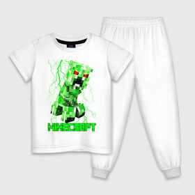 Детская пижама хлопок с принтом MINECRAFT CREEPER в городе Новоалтайск, 100% хлопок |  брюки и футболка прямого кроя, без карманов, на брюках мягкая резинка на поясе и по низу штанин
 | Тематика изображения на принте: creeper | game | minecraft | блоки | игра | квадраты | компьютерная | крипер | криппер | майнкрафт | огонь