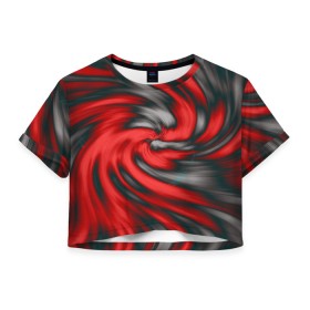Женская футболка Crop-top 3D с принтом ЛАБИРИНТ ФАНТАЗИЙ в городе Новоалтайск, 100% полиэстер | круглая горловина, длина футболки до линии талии, рукава с отворотами | abstract | abstraction | color | fractal | geometry | paitnt | polygon | polygonal | psy | абстракция | геометрия | краски | неоновые | полигоны | психоделика | фрактал