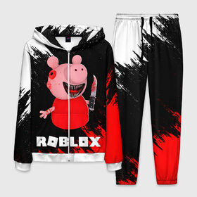 Мужской костюм 3D с принтом Roblox piggy Свинка Пигги в городе Новоалтайск, 100% полиэстер | Манжеты и пояс оформлены тканевой резинкой, двухслойный капюшон со шнурком для регулировки, карманы спереди | game | gamer | logo | minecraft | piggi | roblox | simulator | игра | конструктор | лого | пигги | свинья | симулятор | строительство | фигура