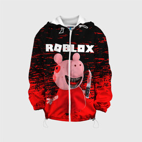 Детская куртка 3D с принтом Roblox piggy Свинка Пигги в городе Новоалтайск, 100% полиэстер | застежка — молния, подол и капюшон оформлены резинкой с фиксаторами, по бокам — два кармана без застежек, один потайной карман на груди, плотность верхнего слоя — 90 г/м2; плотность флисового подклада — 260 г/м2 | game | gamer | logo | minecraft | piggi | roblox | simulator | игра | конструктор | лого | пигги | свинья | симулятор | строительство | фигура