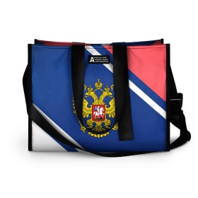 Сумка-шоппер 3D с принтом RUSSIA SPORT в городе Новоалтайск, 100% полиэстер | застегивается на металлическую кнопку; внутренний карман застегивается на молнию. Стенки укреплены специальным мягким материалом, чтобы защитить содержимое от несильных ударов
 | russia | russia sport | народный | народный стиль | отечество | патриот | роспись | россия | россия спорт | русский | спорт | триколор | узоры | флаг | я русский