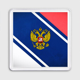 Магнит 55*55 с принтом RUSSIA SPORT в городе Новоалтайск, Пластик | Размер: 65*65 мм; Размер печати: 55*55 мм | russia | russia sport | народный | народный стиль | отечество | патриот | роспись | россия | россия спорт | русский | спорт | триколор | узоры | флаг | я русский