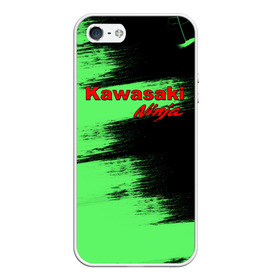 Чехол для iPhone 5/5S матовый с принтом Kawasaki в городе Новоалтайск, Силикон | Область печати: задняя сторона чехла, без боковых панелей | Тематика изображения на принте: kawasaki | moto | ninja | брызги | дорога | кавасаки | краска | мотоцикл | надпись | неон | ниндзя | паутина | скорость | текстура