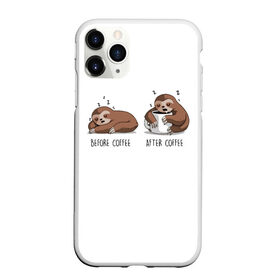 Чехол для iPhone 11 Pro Max матовый с принтом Ленивец Coffee в городе Новоалтайск, Силикон |  | Тематика изображения на принте: animal | coffee | need | sleep | животные | кавай | кити | котенок | котик | котики | кофе | кофеман | ленивец | лень | милый | панда | работа | спать