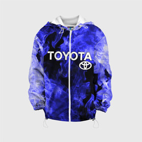 Детская куртка 3D с принтом TOYOTA в городе Новоалтайск, 100% полиэстер | застежка — молния, подол и капюшон оформлены резинкой с фиксаторами, по бокам — два кармана без застежек, один потайной карман на груди, плотность верхнего слоя — 90 г/м2; плотность флисового подклада — 260 г/м2 | toyota | авто | автомобиль | логотип | марка | машина | надпись | текстура | тоета | тойота