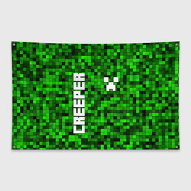 Флаг-баннер с принтом MINECRAFT CREEPER в городе Новоалтайск, 100% полиэстер | размер 67 х 109 см, плотность ткани — 95 г/м2; по краям флага есть четыре люверса для крепления | creeper | game | minecraft | блоки | игра | квадраты | компьютерная | крипер | криппер | майнкрафт | огонь