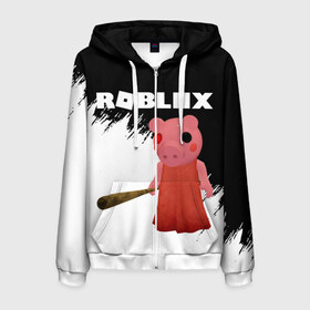Мужская толстовка 3D на молнии с принтом Roblox piggy Свинка Пигги в городе Новоалтайск, 100% полиэстер | длина до линии бедра, манжеты и пояс оформлены мягкой тканевой резинкой, двухслойный капюшон со шнурком для регулировки, спереди молния, по бокам два кармана | game | gamer | logo | minecraft | piggi | roblox | simulator | игра | конструктор | лого | пигги | свинья | симулятор | строительство | фигура