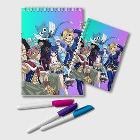 Блокнот с принтом FAIRY TAIL ХВОСТ ФЕИ в городе Новоалтайск, 100% бумага | 48 листов, плотность листов — 60 г/м2, плотность картонной обложки — 250 г/м2. Листы скреплены удобной пружинной спиралью. Цвет линий — светло-серый
 | fairy tail | аниме | анимэ | манга | мультфильм | персонаж | сказка | фаир таил | фаиру таил | фейри тейл | фильм | хвост феи