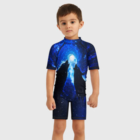 Детский купальный костюм 3D с принтом ВОЛКИ(D) в городе Новоалтайск, Полиэстер 85%, Спандекс 15% | застежка на молнии на спине | wolf | волк | волки | волчица | животные | одинокий волк