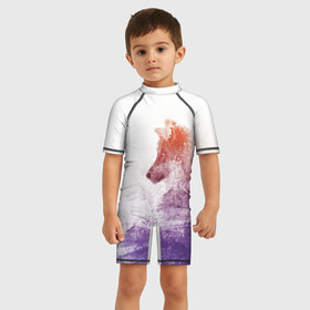 Детский купальный костюм 3D с принтом ВОЛК(D) в городе Новоалтайск, Полиэстер 85%, Спандекс 15% | застежка на молнии на спине | wolf | волк | волки | волчица | животные | одинокий волк