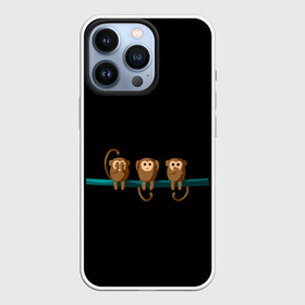Чехол для iPhone 13 Pro с принтом Обезьяны слух зрение речь трио в городе Новоалтайск,  |  | ветка | видеть | говорить | зрение | метафора | обезьяны | речь | рисунок | символ | слух | слышать | смысл | трио