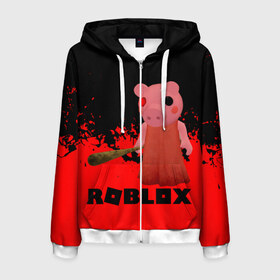 Мужская толстовка 3D на молнии с принтом Roblox piggy Свинка Пигги в городе Новоалтайск, 100% полиэстер | длина до линии бедра, манжеты и пояс оформлены мягкой тканевой резинкой, двухслойный капюшон со шнурком для регулировки, спереди молния, по бокам два кармана | game | gamer | logo | minecraft | piggi | roblox | simulator | игра | конструктор | лого | пигги | свинья | симулятор | строительство | фигура