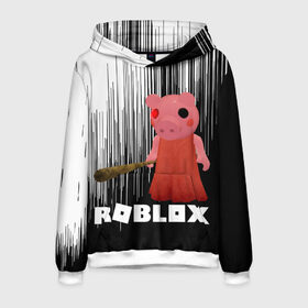 Мужская толстовка 3D с принтом Roblox piggy Свинка Пигги в городе Новоалтайск, 100% полиэстер | двухслойный капюшон со шнурком для регулировки, мягкие манжеты на рукавах и по низу толстовки, спереди карман-кенгуру с мягким внутренним слоем. | Тематика изображения на принте: game | gamer | logo | minecraft | piggi | roblox | simulator | игра | конструктор | лого | пигги | свинья | симулятор | строительство | фигура