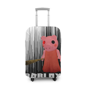 Чехол для чемодана 3D с принтом Roblox piggy/Свинка Пигги. в городе Новоалтайск, 86% полиэфир, 14% спандекс | двустороннее нанесение принта, прорези для ручек и колес | game | gamer | logo | minecraft | piggi | roblox | simulator | игра | конструктор | лого | пигги | свинья | симулятор | строительство | фигура