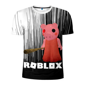 Мужская футболка 3D спортивная с принтом Roblox piggy/Свинка Пигги. в городе Новоалтайск, 100% полиэстер с улучшенными характеристиками | приталенный силуэт, круглая горловина, широкие плечи, сужается к линии бедра | game | gamer | logo | minecraft | piggi | roblox | simulator | игра | конструктор | лого | пигги | свинья | симулятор | строительство | фигура