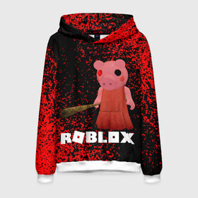 Мужская толстовка 3D с принтом Roblox piggy Свинка Пигги в городе Новоалтайск, 100% полиэстер | двухслойный капюшон со шнурком для регулировки, мягкие манжеты на рукавах и по низу толстовки, спереди карман-кенгуру с мягким внутренним слоем. | Тематика изображения на принте: game | gamer | logo | minecraft | piggi | roblox | simulator | игра | конструктор | лого | пигги | свинья | симулятор | строительство | фигура