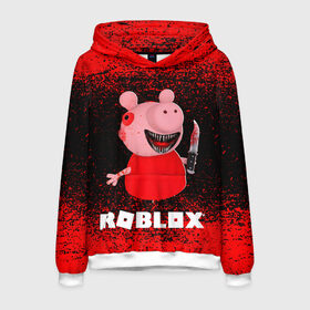 Мужская толстовка 3D с принтом Roblox piggy Свинка Пигги в городе Новоалтайск, 100% полиэстер | двухслойный капюшон со шнурком для регулировки, мягкие манжеты на рукавах и по низу толстовки, спереди карман-кенгуру с мягким внутренним слоем. | Тематика изображения на принте: game | gamer | logo | minecraft | piggi | roblox | simulator | игра | конструктор | лого | пигги | свинья | симулятор | строительство | фигура