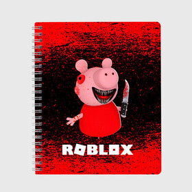 Тетрадь с принтом Roblox piggy Свинка Пигги в городе Новоалтайск, 100% бумага | 48 листов, плотность листов — 60 г/м2, плотность картонной обложки — 250 г/м2. Листы скреплены сбоку удобной пружинной спиралью. Уголки страниц и обложки скругленные. Цвет линий — светло-серый
 | game | gamer | logo | minecraft | piggi | roblox | simulator | игра | конструктор | лого | пигги | свинья | симулятор | строительство | фигура